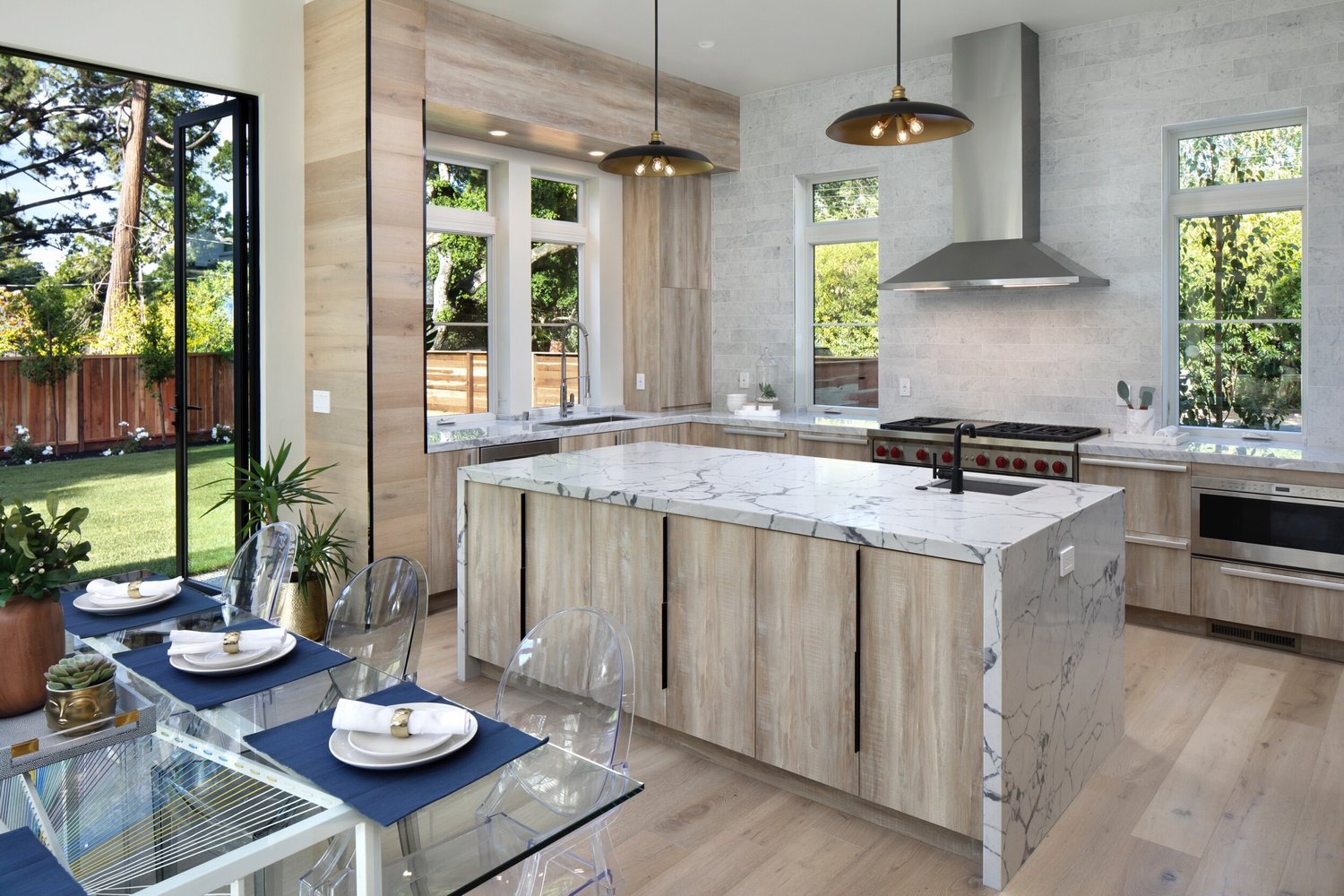 Open-plan dining and living area