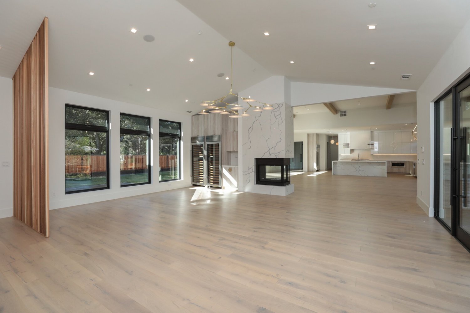Dining area with designer lighting